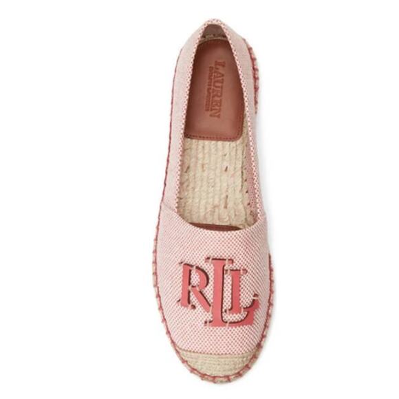 Ralph Lauren Cameron Logo Slip-On Espadrille Flats in Rose Size 7 - Picture 2 of 9
